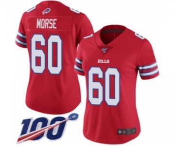 Women's Buffalo Bills #60 Mitch Morse Limited Red Rush Vapor Untouchable 100th Season Football Jersey