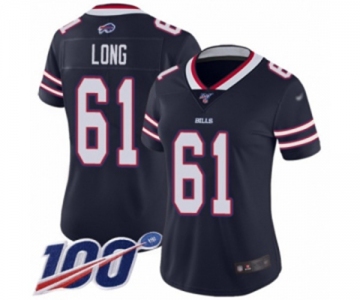 Women's Buffalo Bills #61 Spencer Long Limited Navy Blue Inverted Legend 100th Season Football Jersey