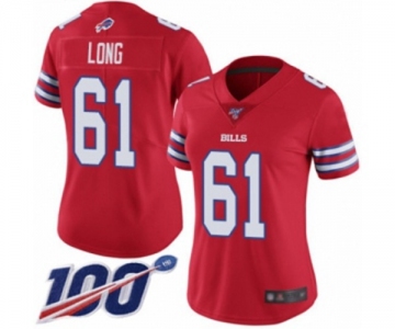 Women's Buffalo Bills #61 Spencer Long Limited Red Rush Vapor Untouchable 100th Season Football Jersey