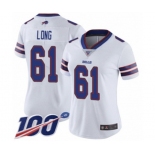 Women's Buffalo Bills #61 Spencer Long White Vapor Untouchable Limited Player 100th Season Football Jersey