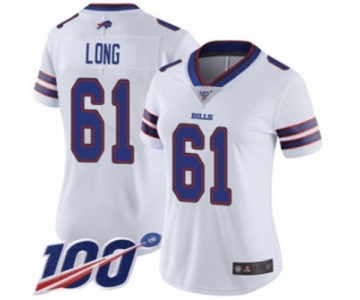 Women's Buffalo Bills #61 Spencer Long White Vapor Untouchable Limited Player 100th Season Football Jersey