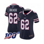 Women's Buffalo Bills #62 Vladimir Ducasse Limited Navy Blue Inverted Legend 100th Season Football Jersey