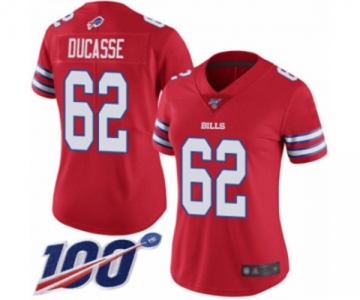 Women's Buffalo Bills #62 Vladimir Ducasse Limited Red Rush Vapor Untouchable 100th Season Football Jersey