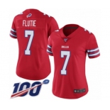 Women's Buffalo Bills #7 Doug Flutie Limited Red Rush Vapor Untouchable 100th Season Football Jersey