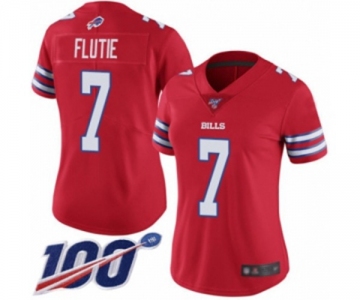 Women's Buffalo Bills #7 Doug Flutie Limited Red Rush Vapor Untouchable 100th Season Football Jersey