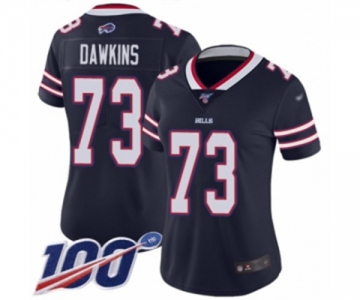 Women's Buffalo Bills #73 Dion Dawkins Limited Navy Blue Inverted Legend 100th Season Football Jersey