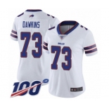 Women's Buffalo Bills #73 Dion Dawkins White Vapor Untouchable Limited Player 100th Season Football Jersey