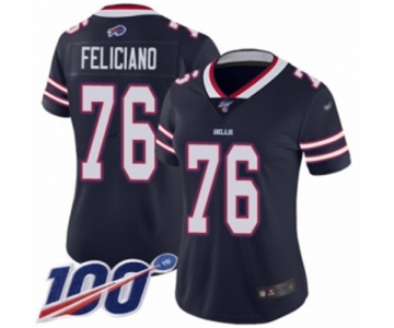 Women's Buffalo Bills #76 Jon Feliciano Limited Navy Blue Inverted Legend 100th Season Football Jersey