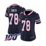 Women's Buffalo Bills #78 Bruce Smith Limited Navy Blue Inverted Legend 100th Season Football Jersey