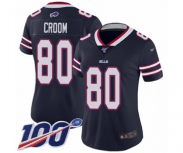 Women's Buffalo Bills #80 Jason Croom Limited Navy Blue Inverted Legend 100th Season Football Jersey