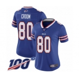 Women's Buffalo Bills #80 Jason Croom Royal Blue Team Color Vapor Untouchable Limited Player 100th Season Football Jersey