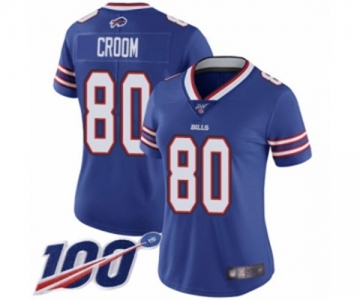 Women's Buffalo Bills #80 Jason Croom Royal Blue Team Color Vapor Untouchable Limited Player 100th Season Football Jersey