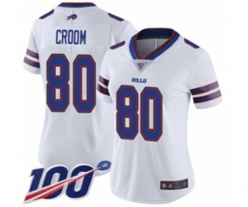 Women's Buffalo Bills #80 Jason Croom White Vapor Untouchable Limited Player 100th Season Football Jersey