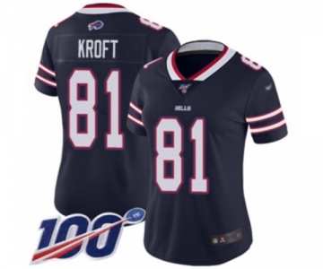 Women's Buffalo Bills #81 Tyler Kroft Limited Navy Blue Inverted Legend 100th Season Football Jersey