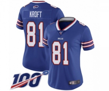 Women's Buffalo Bills #81 Tyler Kroft Royal Blue Team Color Vapor Untouchable Limited Player 100th Season Football Jersey