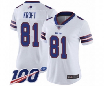 Women's Buffalo Bills #81 Tyler Kroft White Vapor Untouchable Limited Player 100th Season Football Jersey