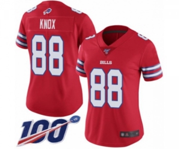 Women's Buffalo Bills #88 Dawson Knox Limited Red Rush Vapor Untouchable 100th Season Football Jersey