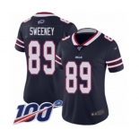 Women's Buffalo Bills #89 Tommy Sweeney Limited Navy Blue Inverted Legend 100th Season Football Jersey