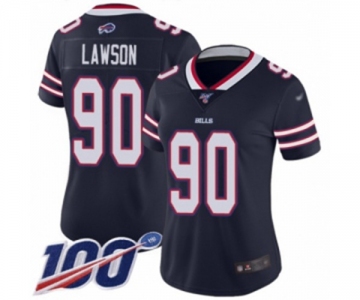 Women's Buffalo Bills #90 Shaq Lawson Limited Navy Blue Inverted Legend 100th Season Football Jersey