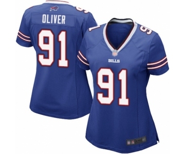 Women's Buffalo Bills #91 Ed Oliver Game Royal Blue Team Color Football Jersey