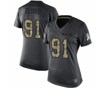 Women's Buffalo Bills #91 Ed Oliver Limited Black 2016 Salute to Service Football Jersey