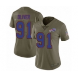 Women's Buffalo Bills #91 Ed Oliver Limited Olive 2017 Salute to Service Football Jersey