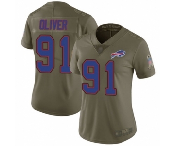 Women's Buffalo Bills #91 Ed Oliver Limited Olive 2017 Salute to Service Football Jersey