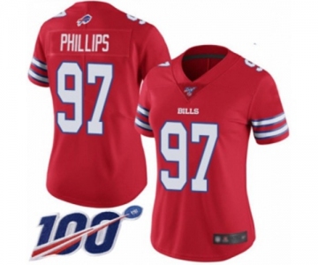 Women's Buffalo Bills #97 Jordan Phillips Limited Red Rush Vapor Untouchable 100th Season Football Jersey