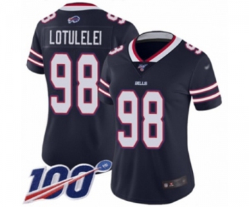 Women's Buffalo Bills #98 Star Lotulelei Limited Navy Blue Inverted Legend 100th Season Football Jersey