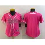 Women's Buffalo Bills Blank Pink With Patch Cool Base Stitched Baseball Jersey