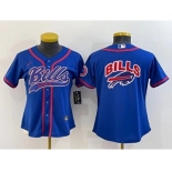 Women's Buffalo Bills Royal Team Big Logo With Patch Cool Base Stitched Baseball Jersey