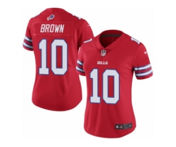 Women's Nike Buffalo Bills #10 Philly Brown Limited Red Rush NFL Jersey