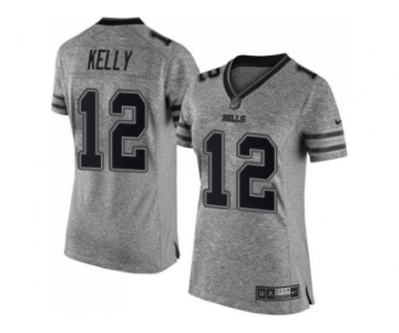 Women's Nike Buffalo Bills #12 Jim Kelly Gray Stitched NFL Limited Gridiron Gray Jersey