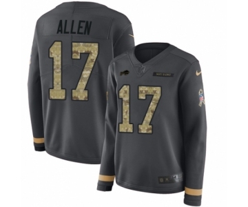 Women's Nike Buffalo Bills #17 Josh Allen Limited Black Salute to Service Therma Long Sleeve NFL Jersey