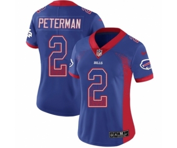 Women's Nike Buffalo Bills #2 Nathan Peterman Limited Royal Blue Rush Drift Fashion NFL Jersey