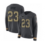 Women's Nike Buffalo Bills #23 Micah Hyde Limited Black Salute to Service Therma Long Sleeve NFL Jersey