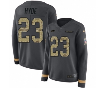 Women's Nike Buffalo Bills #23 Micah Hyde Limited Black Salute to Service Therma Long Sleeve NFL Jersey