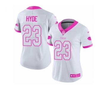 Women's Nike Buffalo Bills #23 Micah Hyde Limited Whit Pink Rush Fashion NFL Jersey