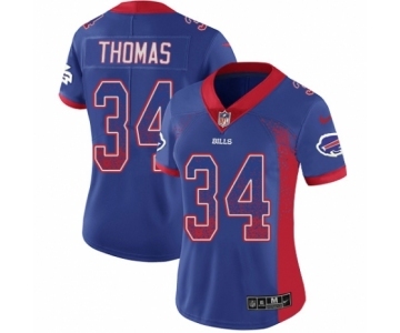 Women's Nike Buffalo Bills #34 Thurman Thomas Limited Royal Blue Rush Drift Fashion NFL Jersey