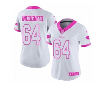 Women's Nike Buffalo Bills #64 Richie Incognito Limited White Pink Rush Fashion NFL Jersey