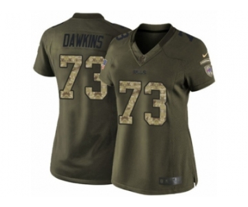 Women's Nike Buffalo Bills #73 Dion Dawkins Limited Green Salute to Service NFL Jersey