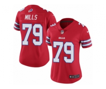 Women's Nike Buffalo Bills #79 Jordan Mills Limited Red Rush NFL Jersey