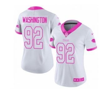 Women's Nike Buffalo Bills #92 Adolphus Washington Limited White Pink Rush Fashion NFL Jersey