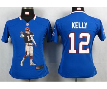 nike women nfl jerseys buffalo bills #12 jim kelly blue[portrait fashion]