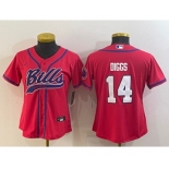 Youth Buffalo Bills #14 Stefon Diggs Red With Patch Cool Base Stitched Baseball Jersey