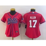 Youth Buffalo Bills #17 Josh Allen Red With Patch Cool Base Stitched Baseball Jersey