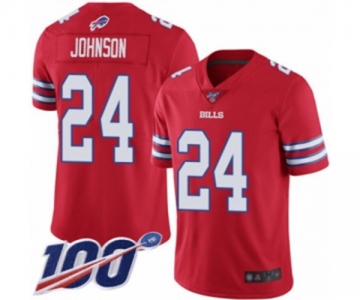 Youth Buffalo Bills #24 Taron Johnson Limited Red Rush Vapor Untouchable 100th Season Football Jersey