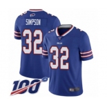 Youth Buffalo Bills #32 O. J. Simpson Royal Blue Team Color Vapor Untouchable Limited Player 100th Season Football Jersey