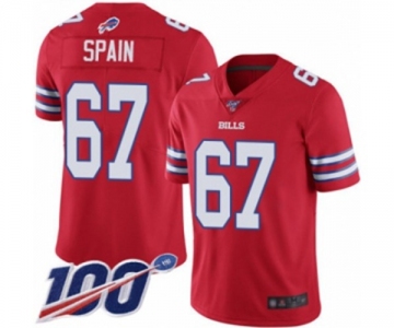 Youth Buffalo Bills #67 Quinton Spain Limited Red Rush Vapor Untouchable 100th Season Football Jersey