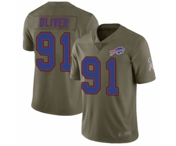 Youth Buffalo Bills #91 Ed Oliver Limited Olive 2017 Salute to Service Football Jersey